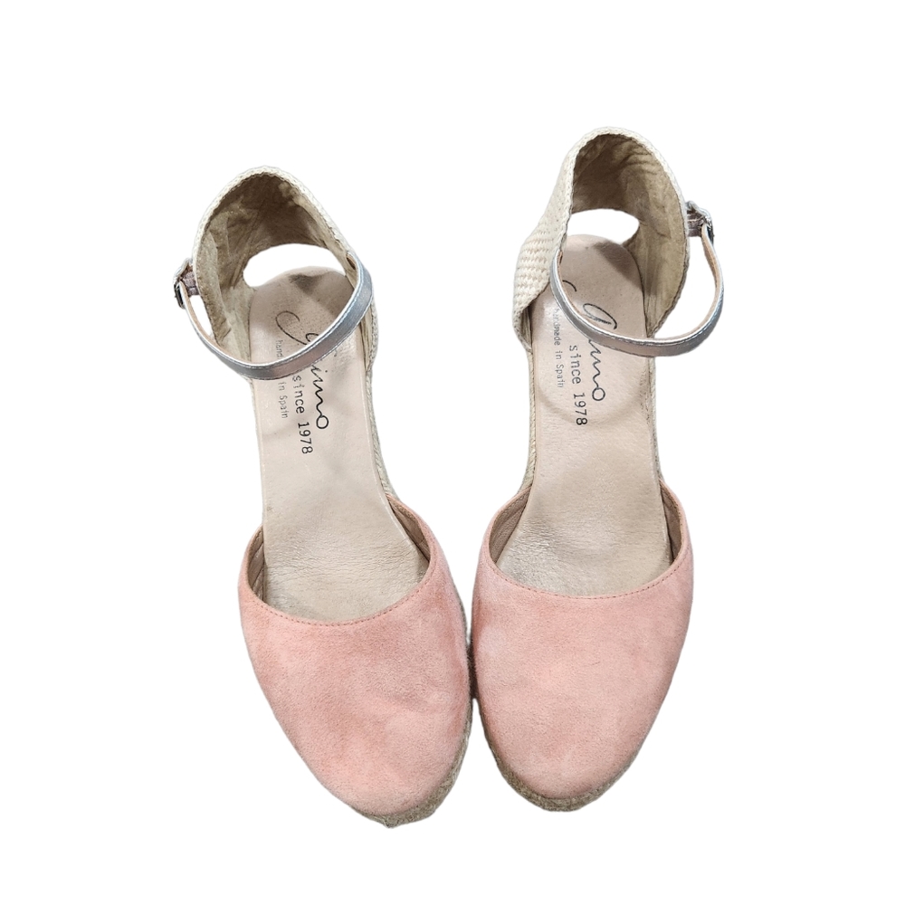 Gaimo Suede pink Espadrille ankle wedge sandal sz 40